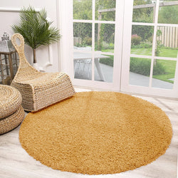 Round High Pile Rug - Solid Yellow