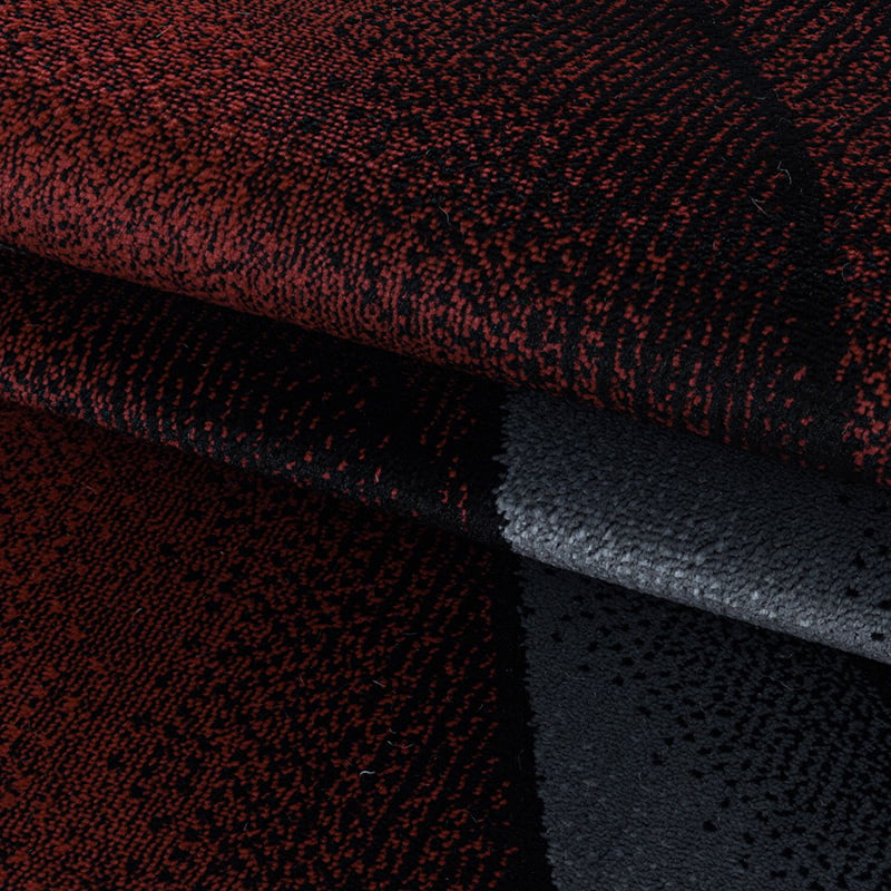 Modern Area Rug - Streaky Waves Red/Black