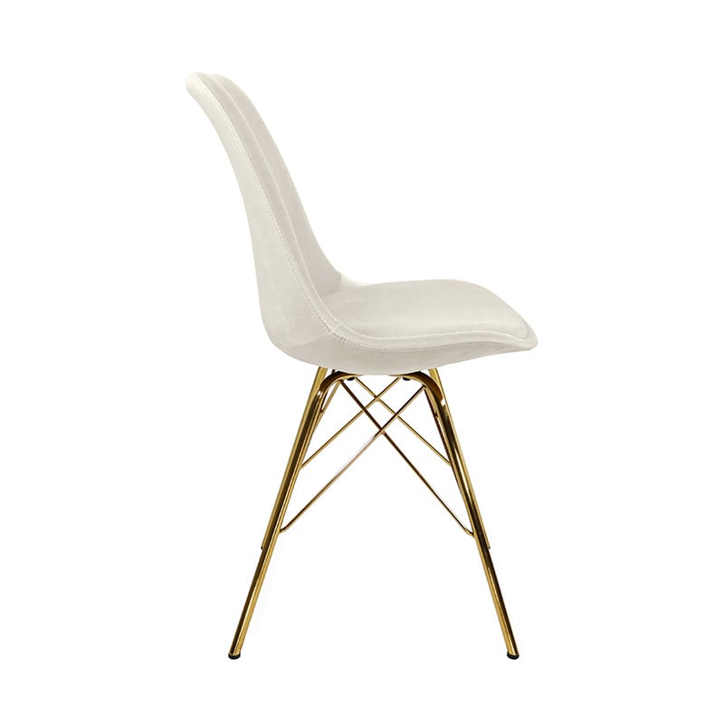 Velvet Chair Ivory - Gold Frame