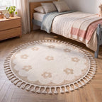 Round washable children's rug - Moos Flower Creme