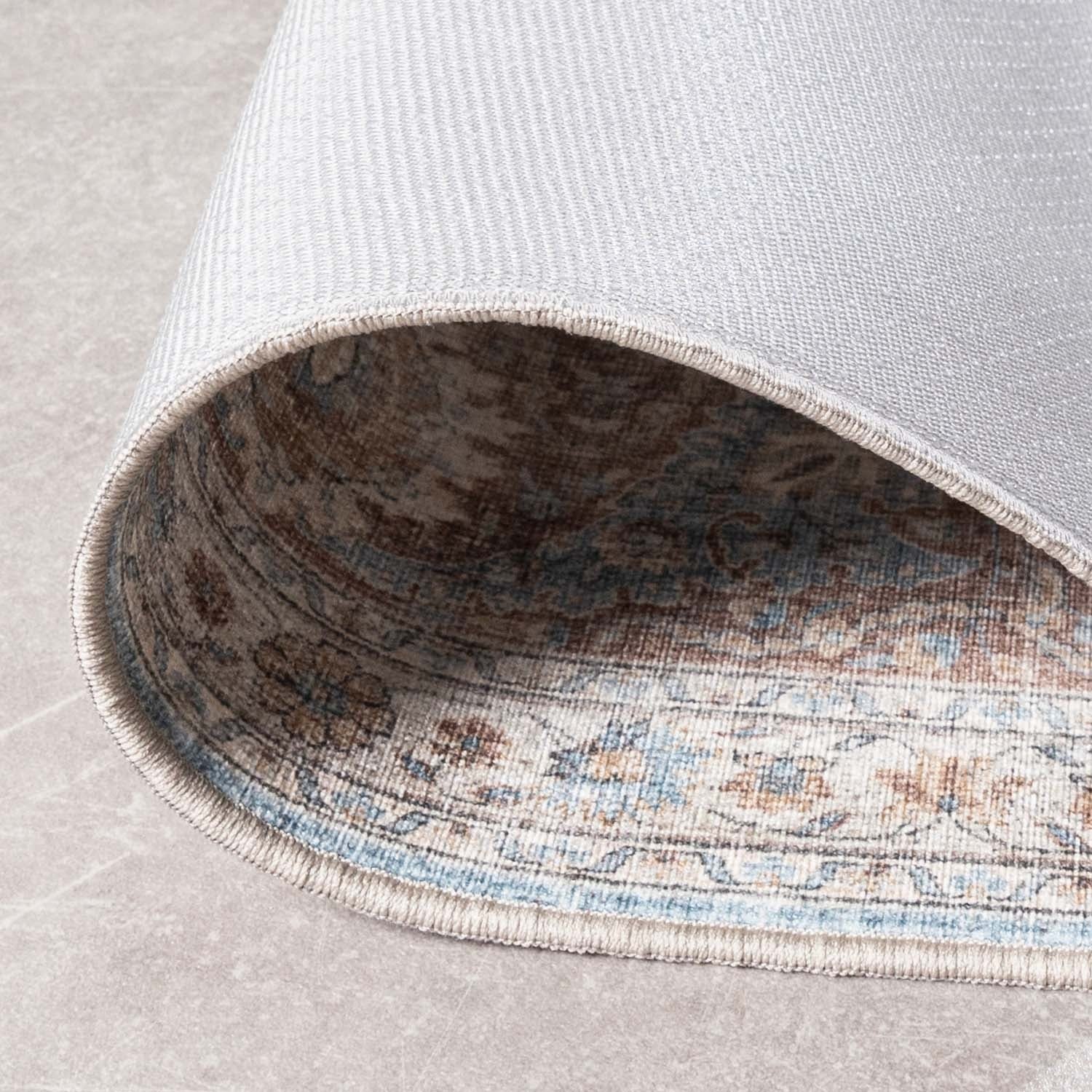 Indoor Outdoor Rug - Kairo Medallion Light Blue/Cream