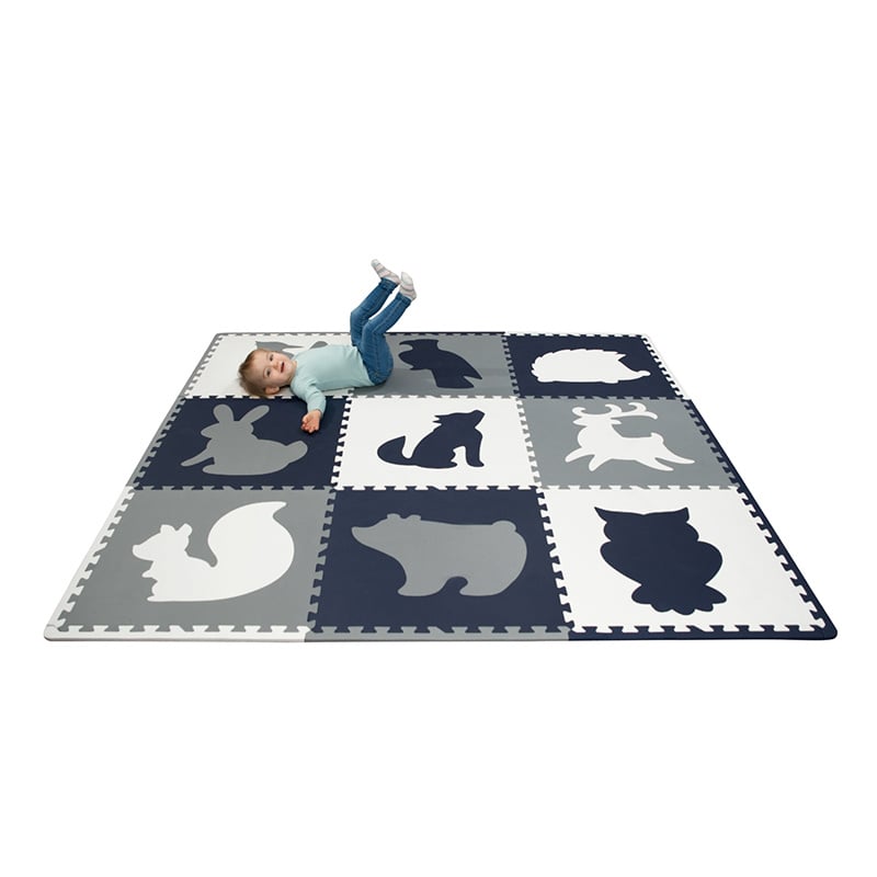 Foam puzzle mat XL - Lio Forest Dark Blue/White
