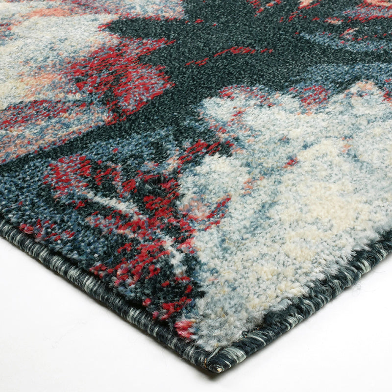 Floral Floor Rug - Flores Blue/Red