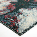 Floral Floor Rug - Flores Blue/Red