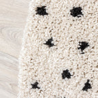 Round High Pile Rug - Grand Dots Cream/Black