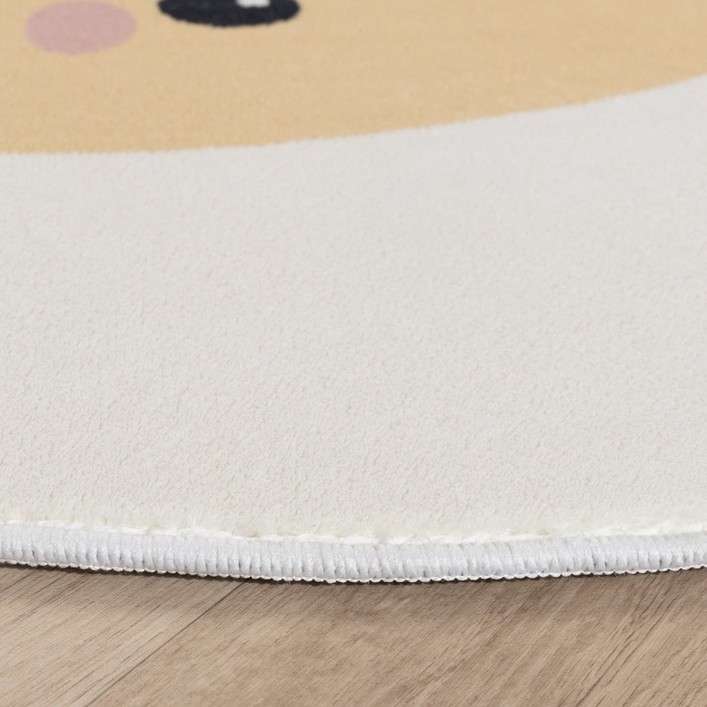 Round Washable Kids Rug - Sammy Giraffe Yellow