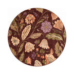 Round washable rug - Misty Flowers Brown
