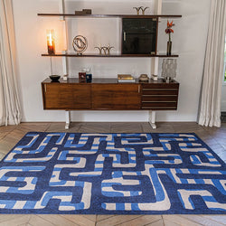 Retro floor rug - Kuba Ultramarine 9336