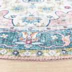 Round Vintage Rug - Lily Oriental Blue/Pink