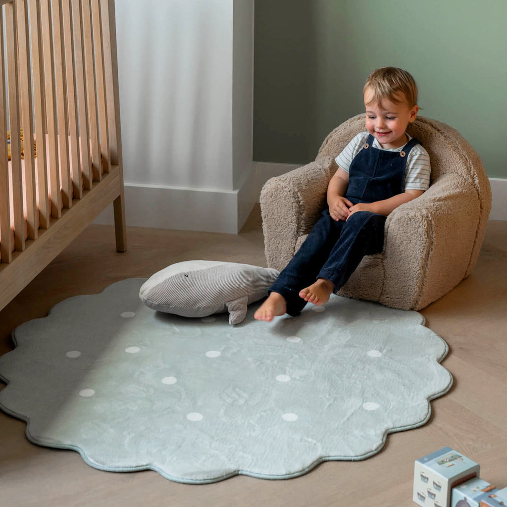 Round Kids Room Rug - Cloudy Dots Mint