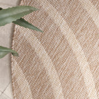 Round Indoor & Outdoor Rug - Sierra Curves Beige/Cream