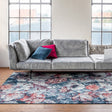 Floral Floor Rug - Flores Blue/Red