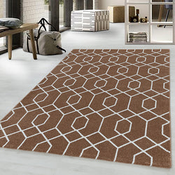 Retro Floor Rug - Stencil Pattern Brown/White
