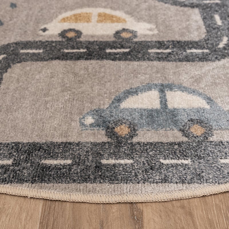 Round Washable Kids Floor Rug - Ravi Road Multicolor