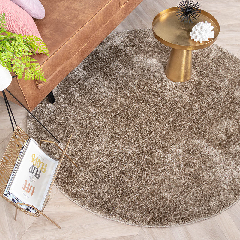 Round High-Pile Rug - Glazy Taupe