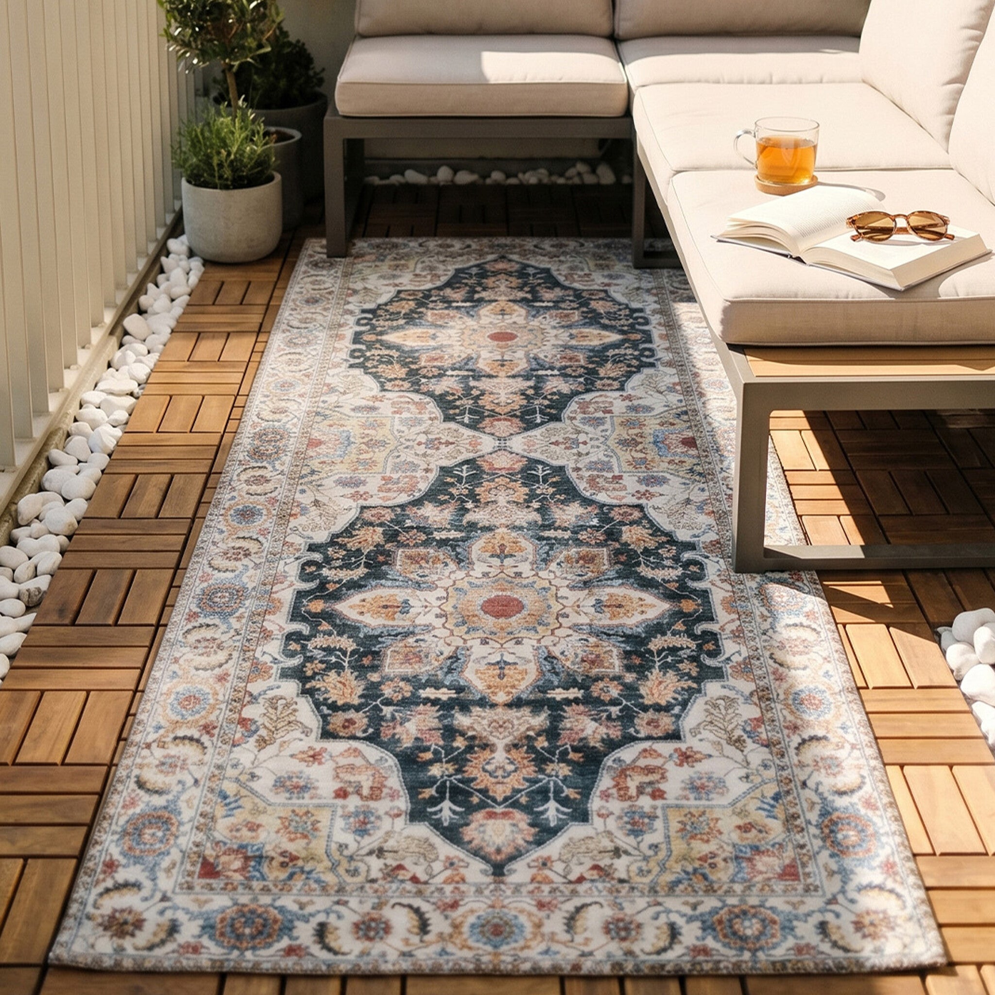 Washable Runner - Domingo Mandala Dark Green