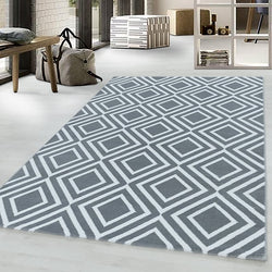 Modern floor rug - Streaky Square Grey/White