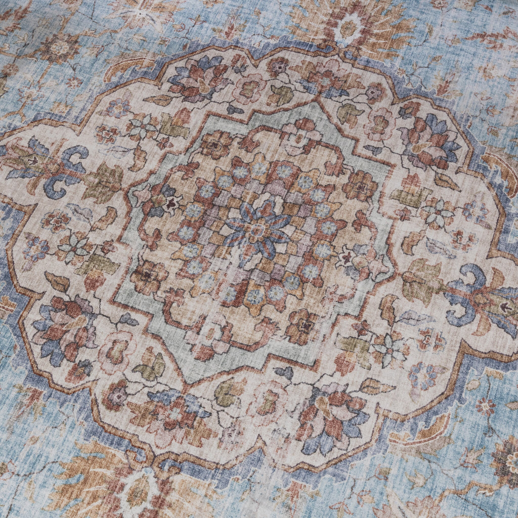 Round oriental rug - Leyla Medallion Light Blue