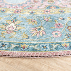 Round Vintage Rug - Lily Medallion Light Blue