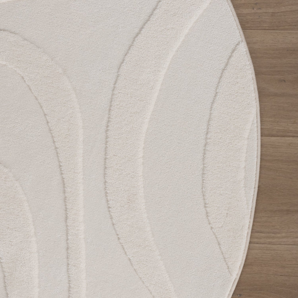 Round Scandinavian Rug - Charm Shapes White