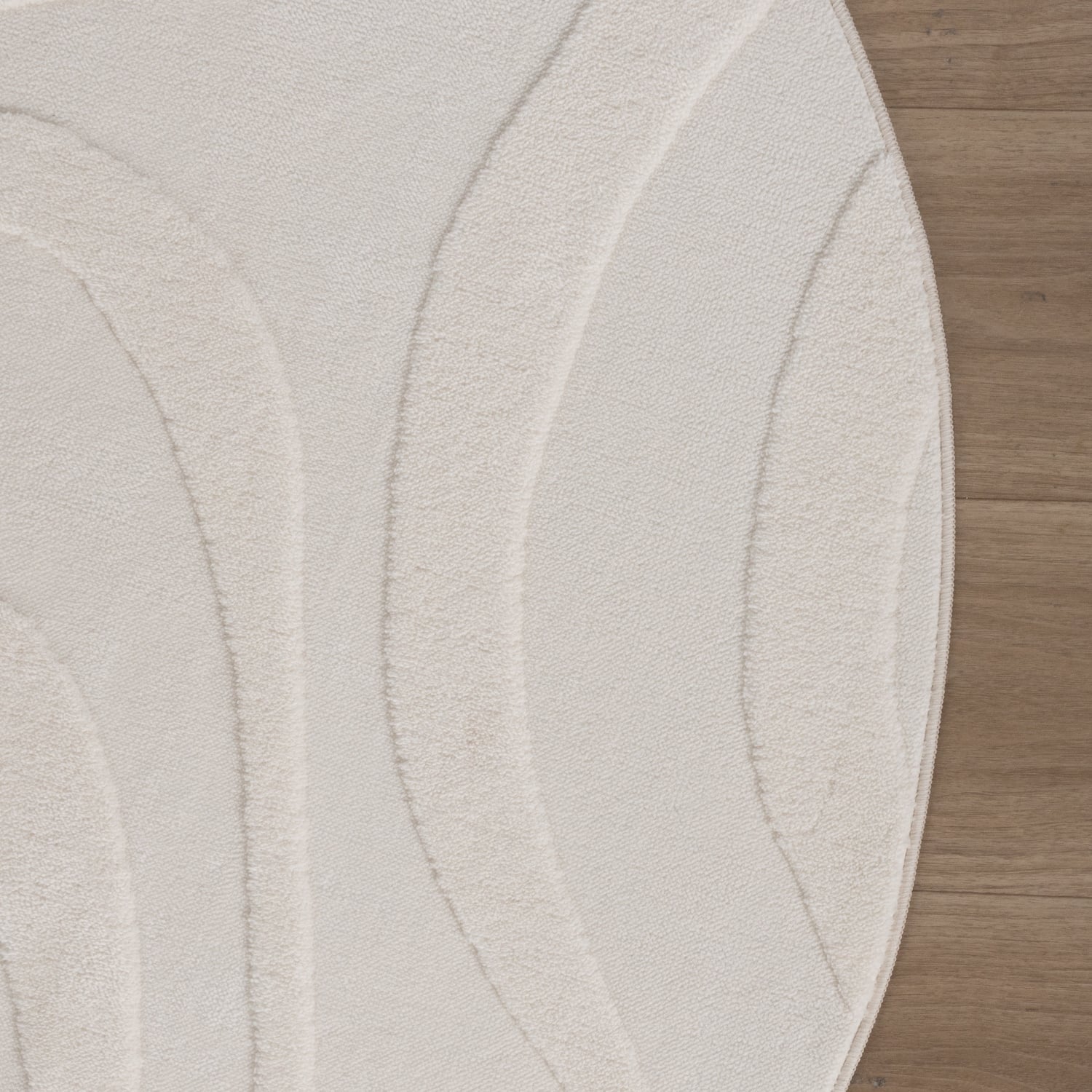 Round Scandinavian Rug - Charm Shapes White