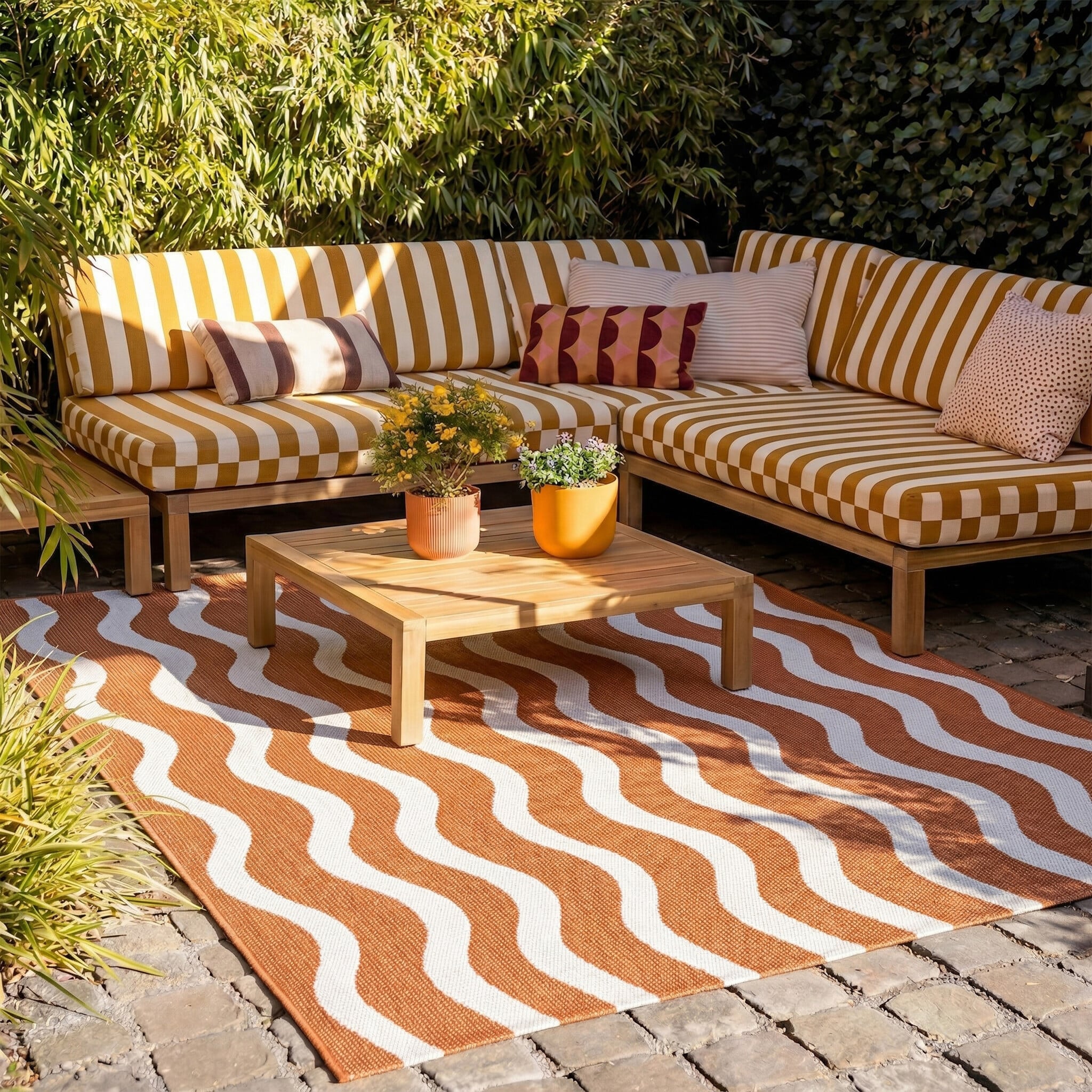 Outdoor Rug - Summer Waves Terracotta