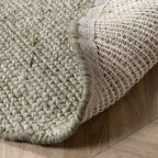 Round Wool Rug - Feline Olive Green/Blended
