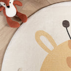 Round Washable Kids Rug - Sammy Giraffe Yellow