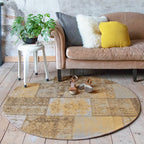 Round Patchwork Rug - Dreams Ochre Yellow