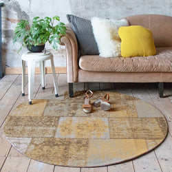 Round Patchwork Rug - Dreams Ochre Yellow