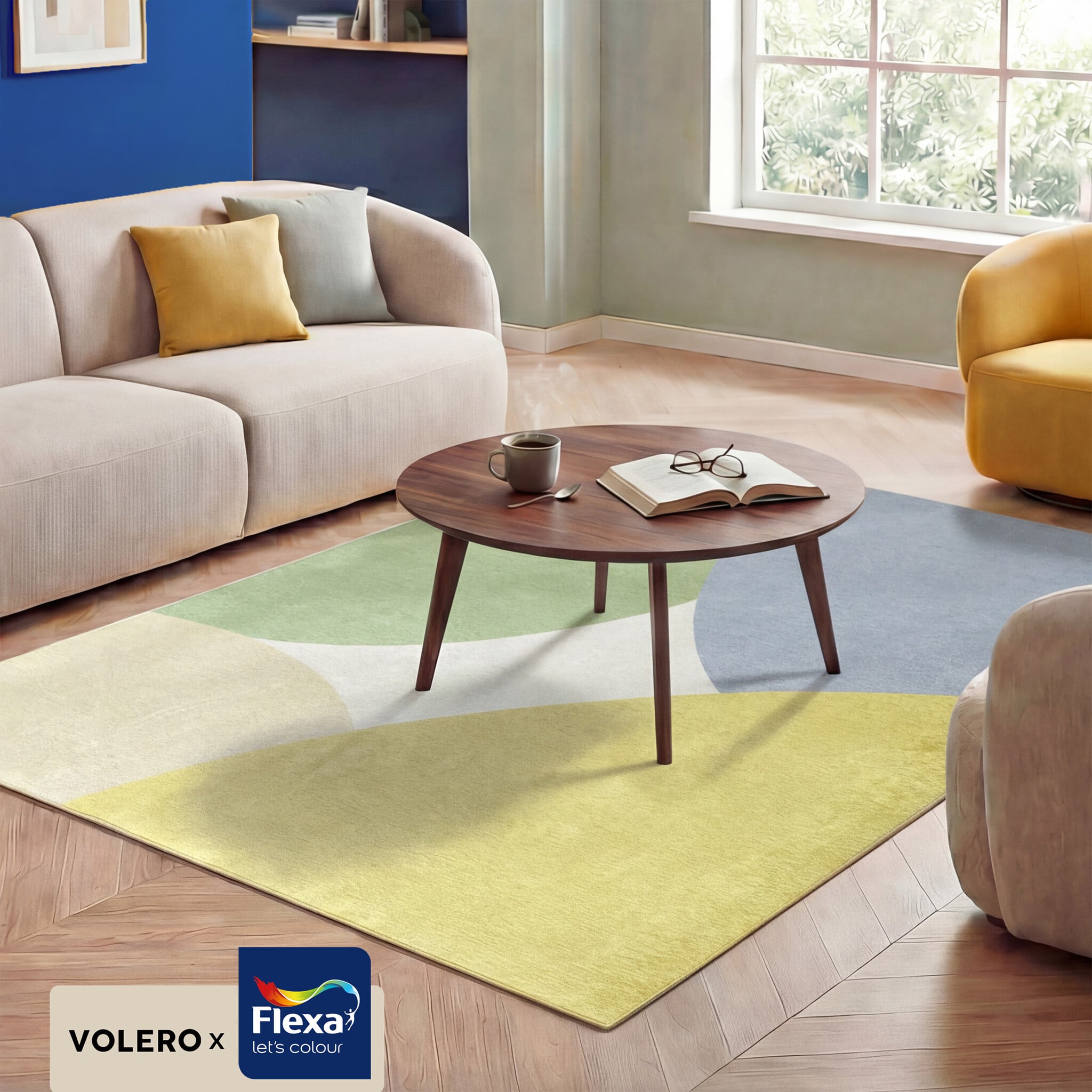 Geometric Rug – Swing Circles Blue/Green