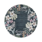 Round outdoor rug flowers - Poppy Green