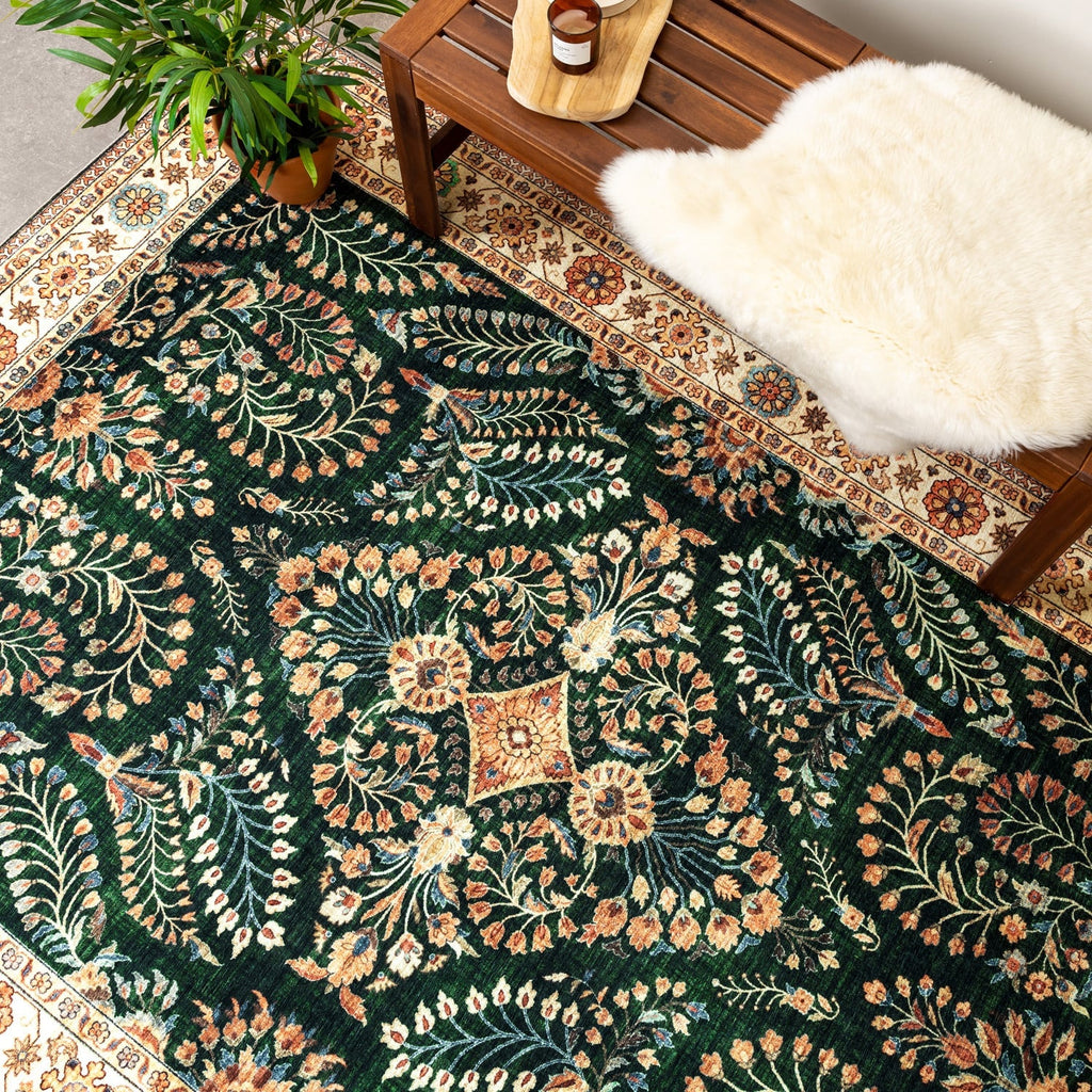 Vintage Outdoor Rug - Santo Flora Dark Green