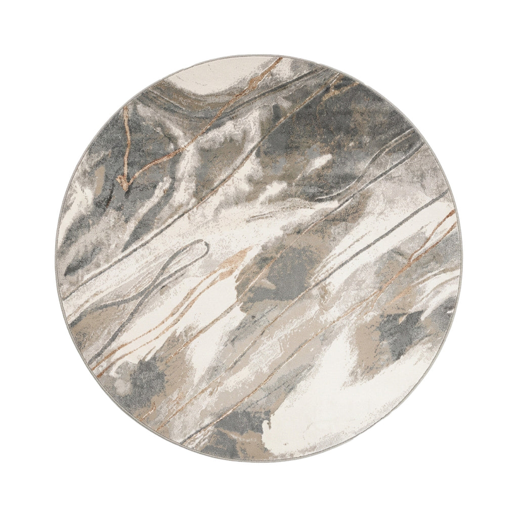 Round washable rug - Misha Lines Cream/Grey