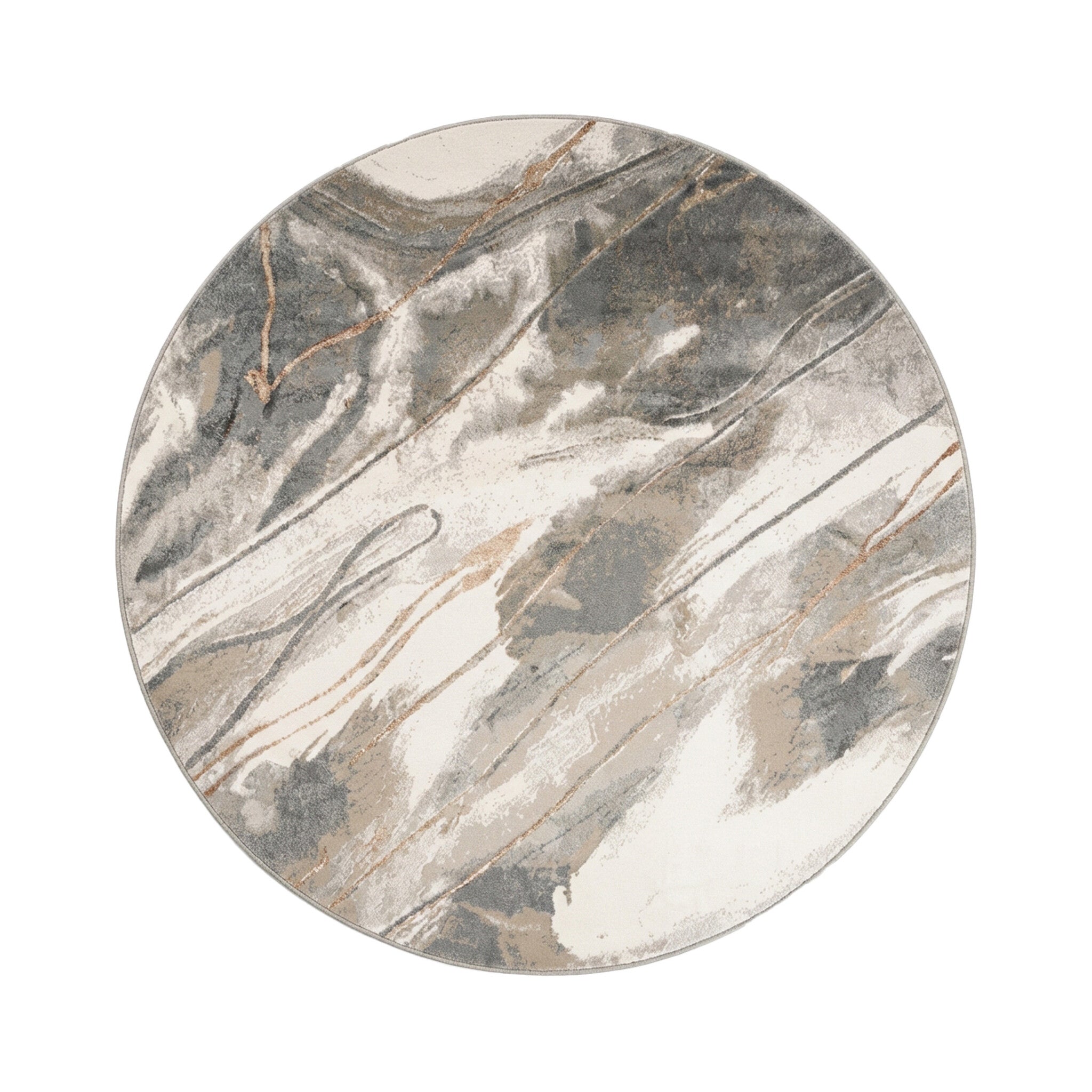 Round washable rug - Misha Lines Cream/Grey