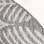 Round Outdoor Rug - Summer Leaves Grey