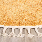 Round High Pile Rug - Lofty Fringe Yellow