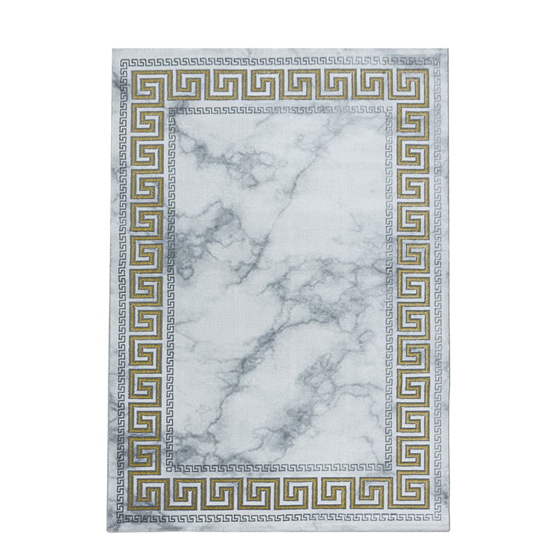 Modern Floor Rug - Marble Edge Grey/Gold
