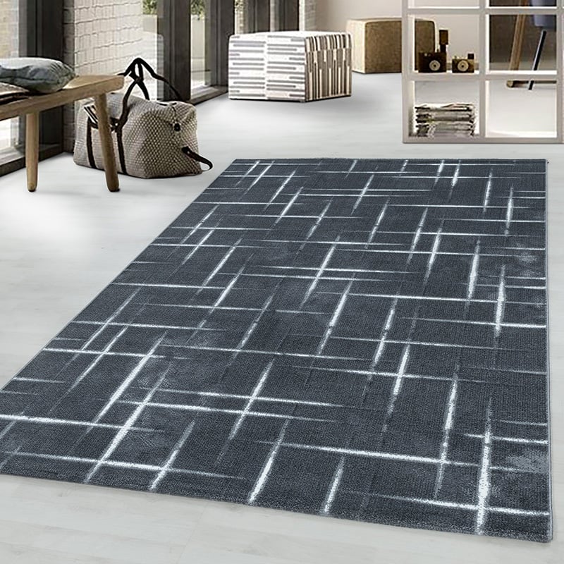 Modern floor rug - Streaky Scratch Grey/White