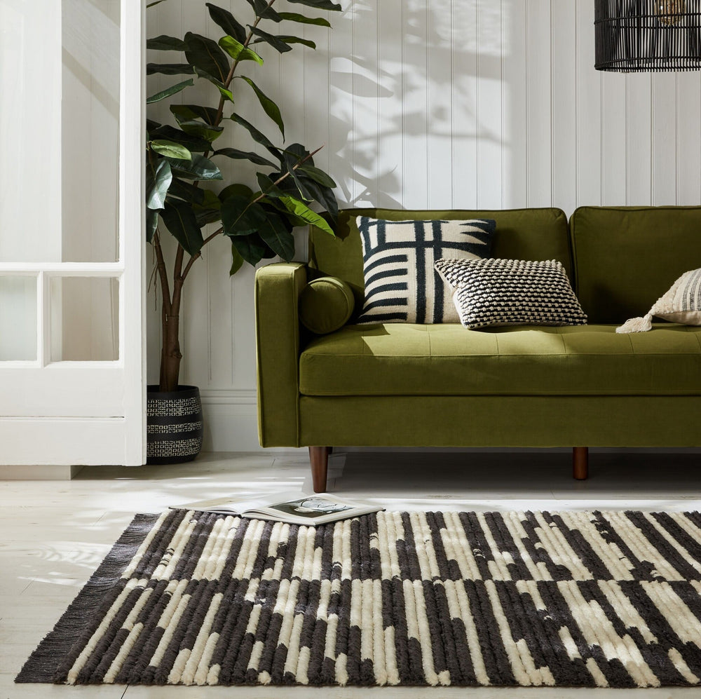 Berber floor rug - Lino Black/White