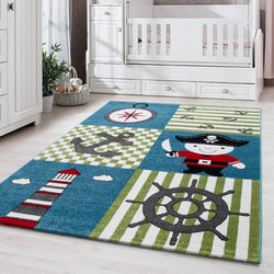Children's Floor Rug - Mila Pirate Blue/Green