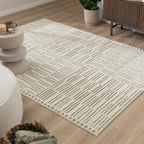 Scandinavian Rug - Yune Lines Cream/Green