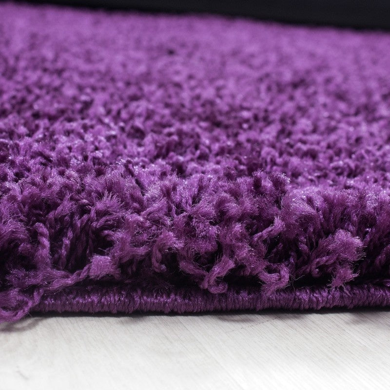 Round High-Pile Floor Rug - Life Purple