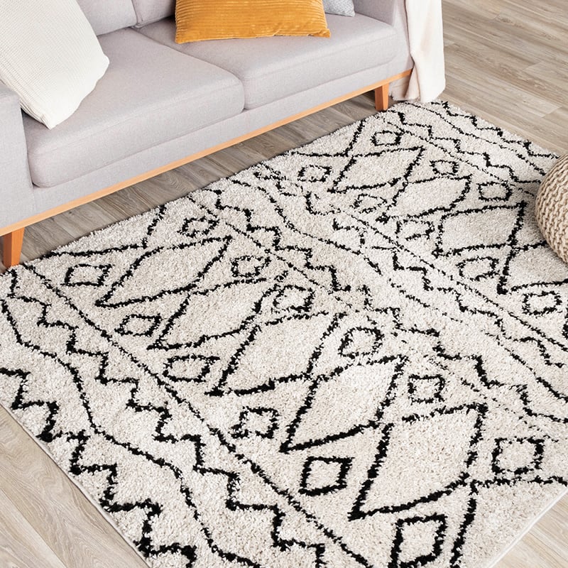 High-Pile Rug - Grand Outline Cream/Black