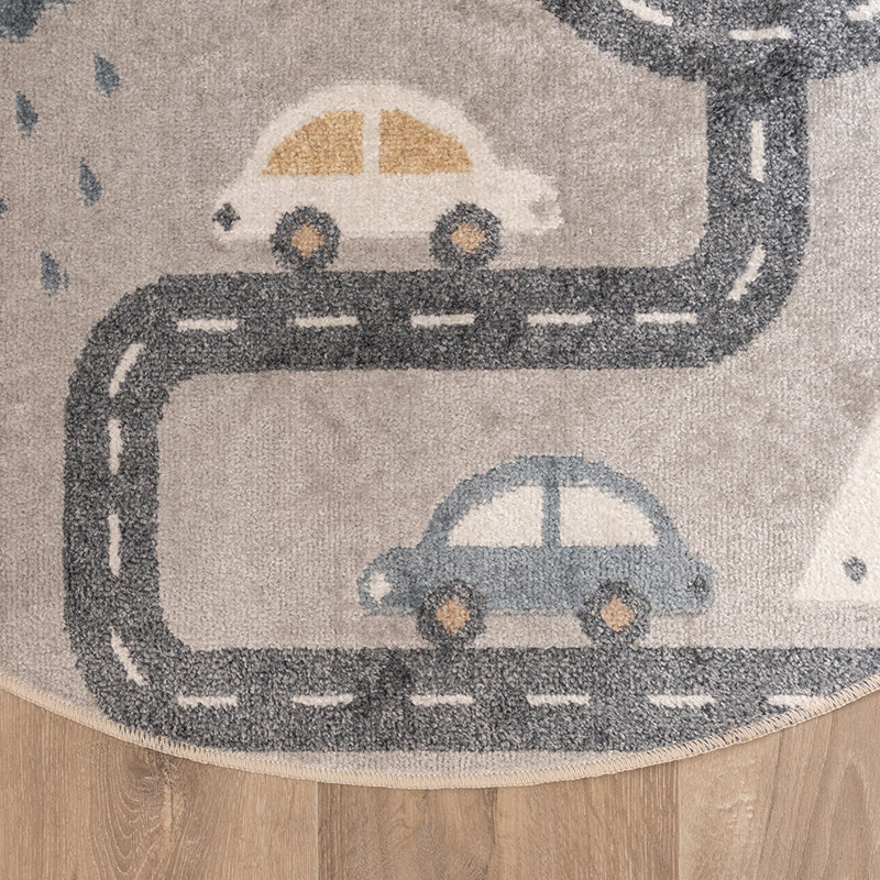 Round Washable Kids Floor Rug - Ravi Road Multicolor