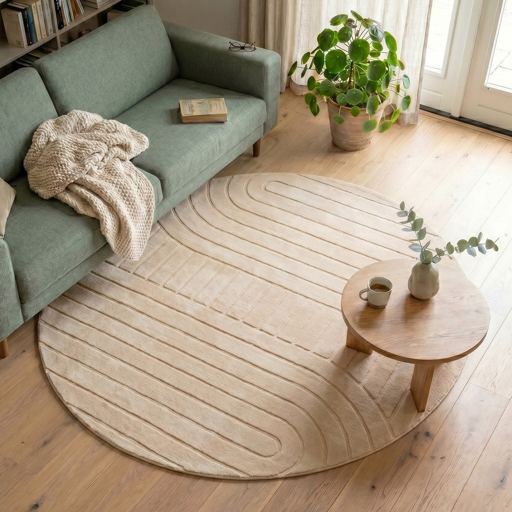 Round Scandinavian Rug - Charm Arches Beige