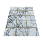 Modern floor rug - Marble Box Grey/Gold