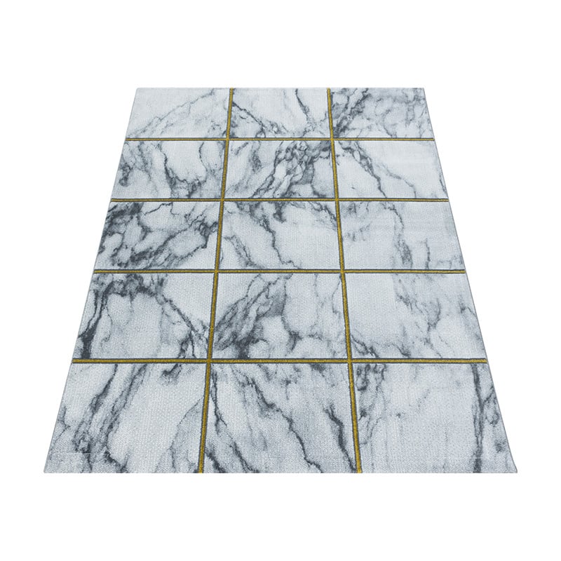 Modern floor rug - Marble Box Grey/Gold