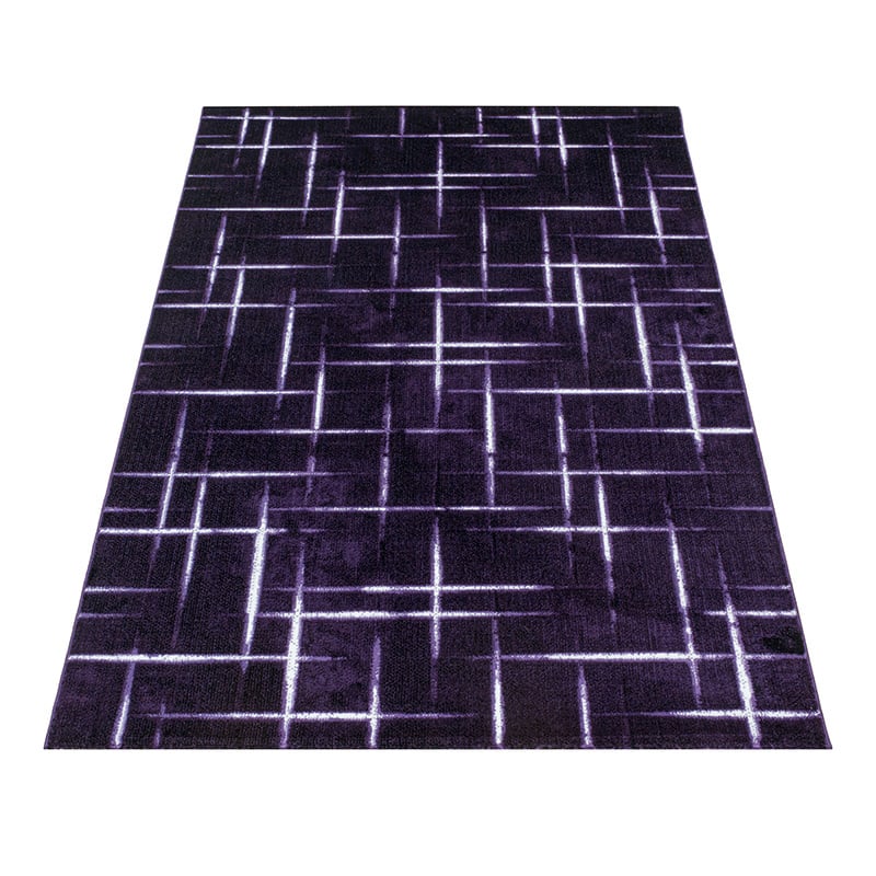 Modern floor rug - Streaky Scratch Purple/White