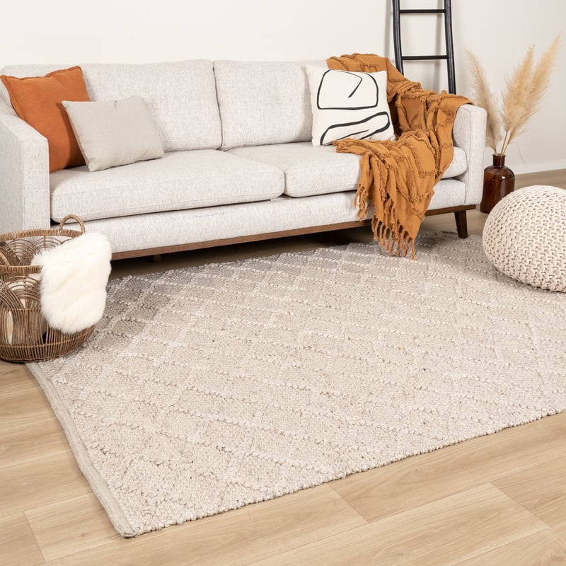 Wool Woven Rug - Knit Beige